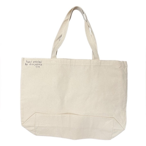 Hand painted canvas reusable tote bag - Picture 2 of 6